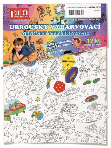 Omalovánky - Vybarvovací ubrousky - Vesmír 12ks